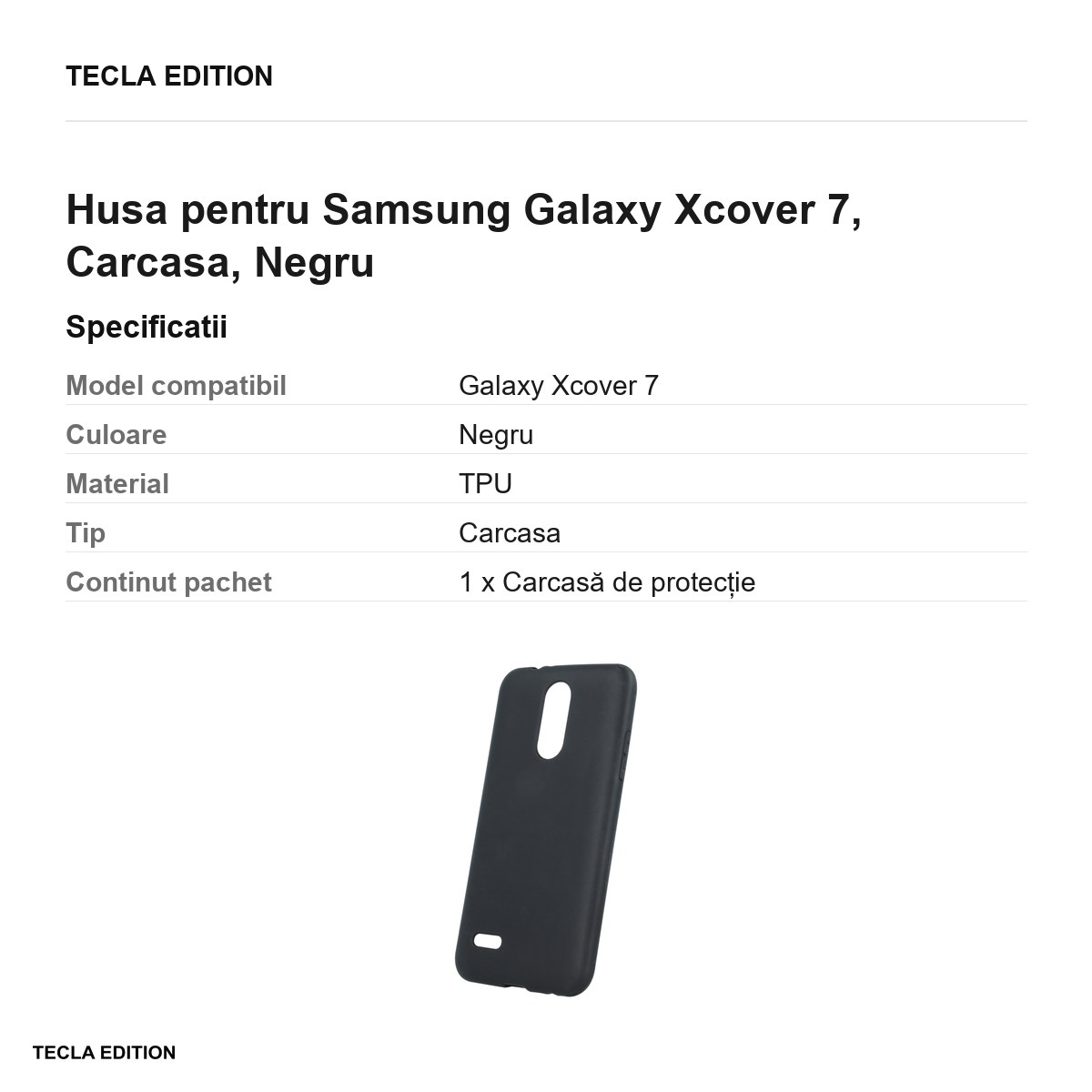 Husa Matt TPU Xcover 7 pentru Samsung Galaxy Xcover 7, Carcasa, Negru [2]