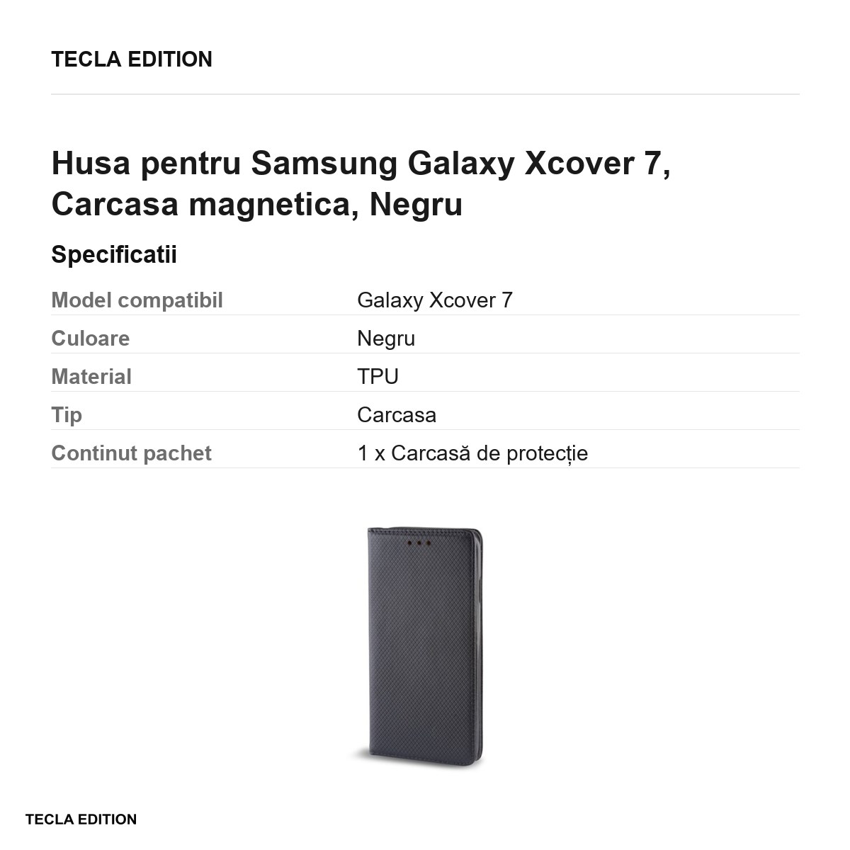 Husa Smart Magnet Xcover 7 pentru Samsung Galaxy Xcover 7, tip carte cu inchidere magnetica, Negru [2]