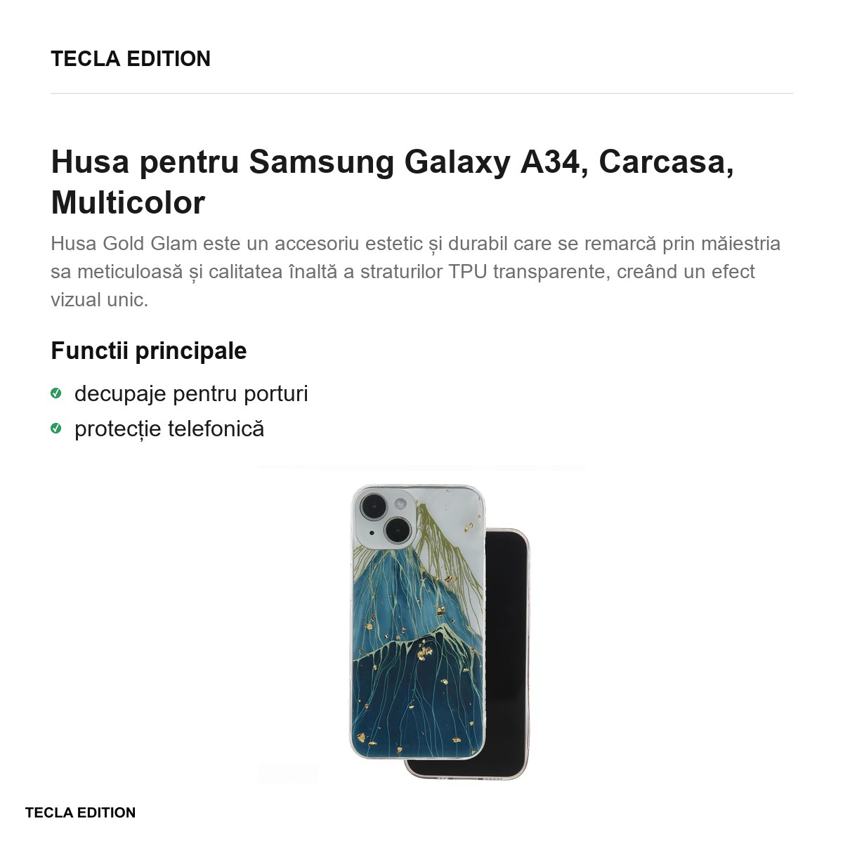 Husa Gold Glam mountain pentru Samsung Galaxy A34, Carcasa, Multicolor [1]