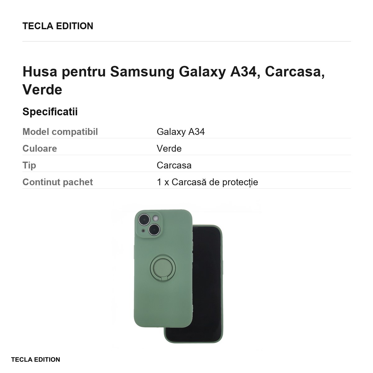 Husa Finger Grip pentru Samsung Galaxy A34, Carcasa, Verde [2]
