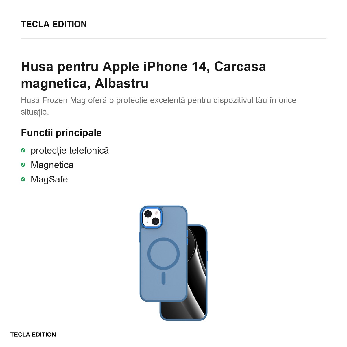 Husa Frozen Mag pentru Apple iPhone 14, Carcasa magnetica, Albastru [1]