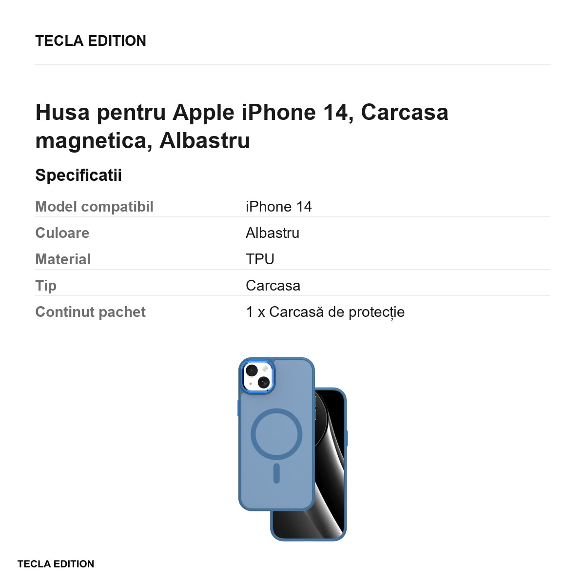 Husa Frozen Mag pentru Apple iPhone 14, Carcasa magnetica, Albastru [2]