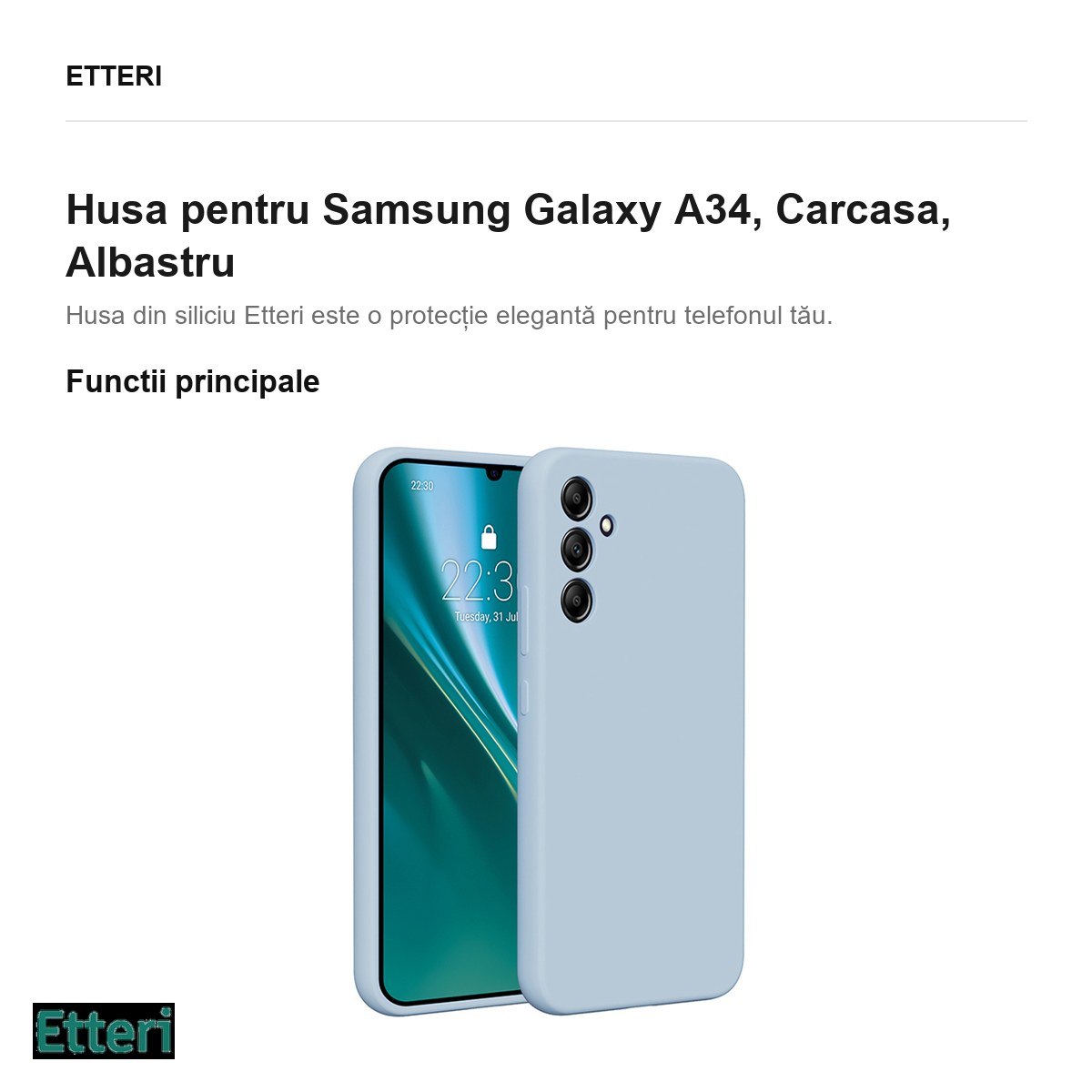 Husa Etteri Silicone pentru Samsung Galaxy A34, Carcasa, Albastru [1]