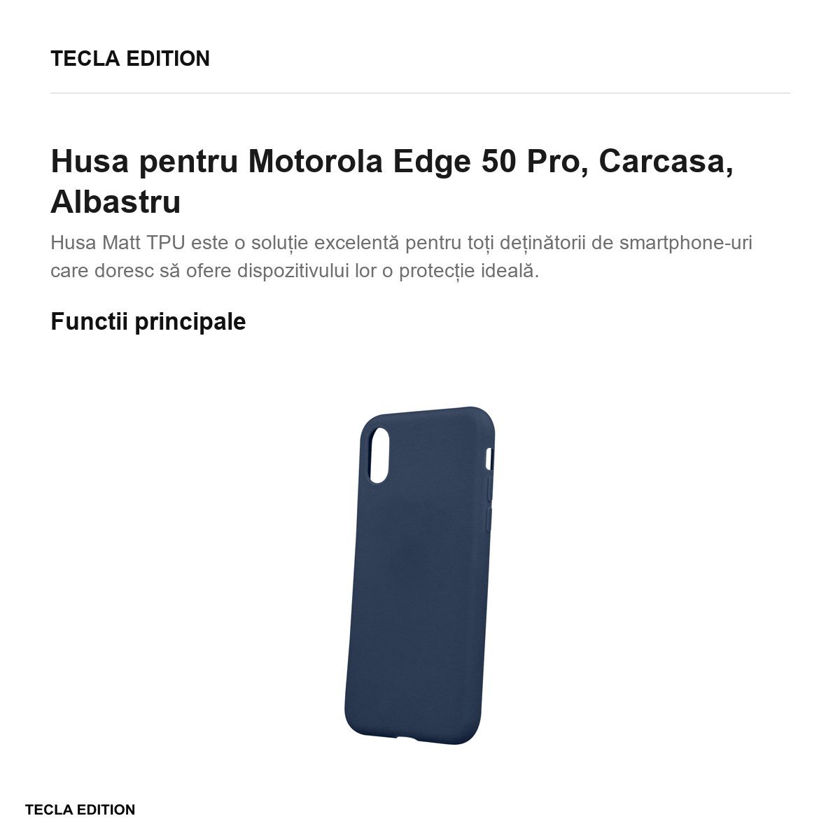 Husa Matt TPU pentru Motorola Edge 50 Pro, Carcasa, Albastru [1]