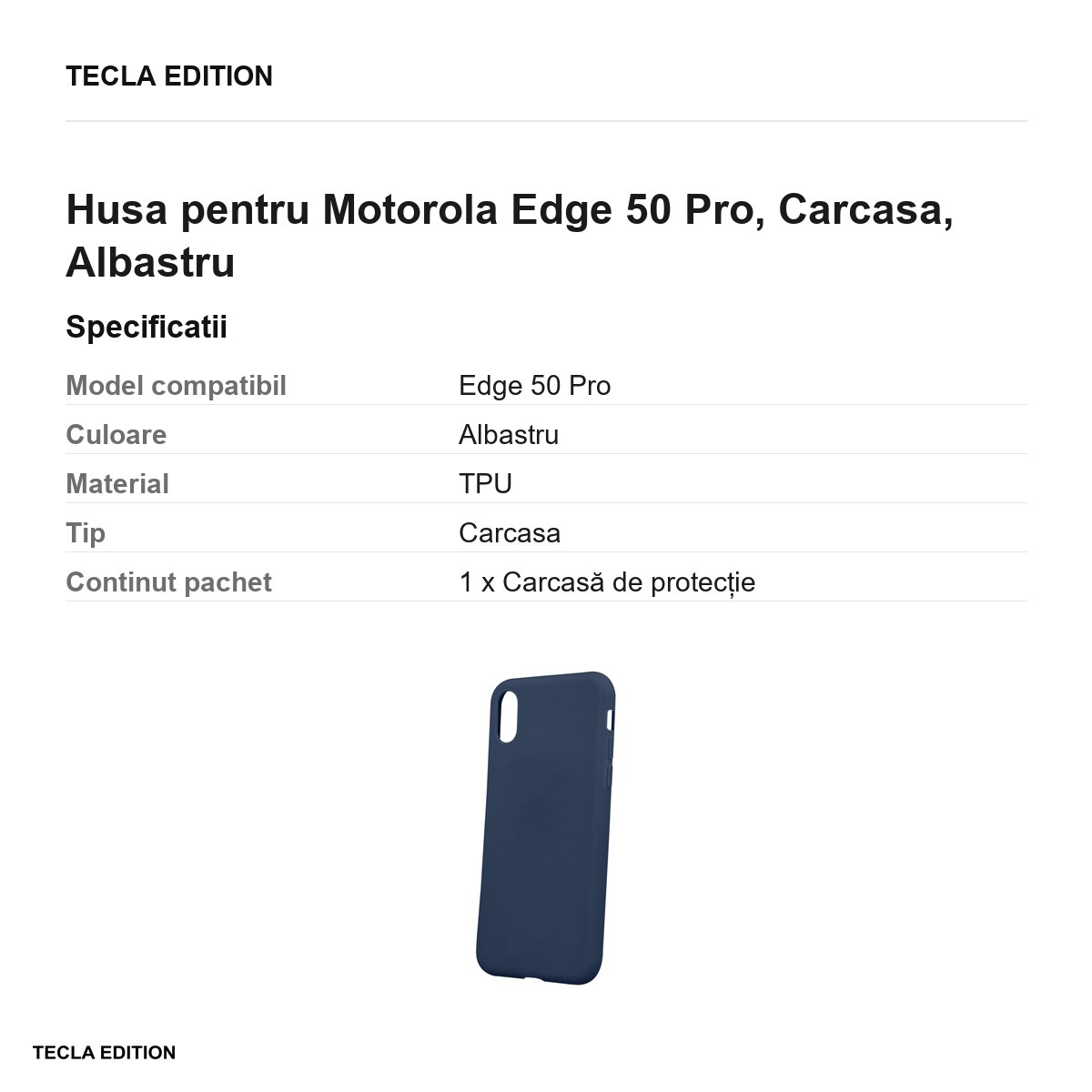 Husa Matt TPU pentru Motorola Edge 50 Pro, Carcasa, Albastru [2]
