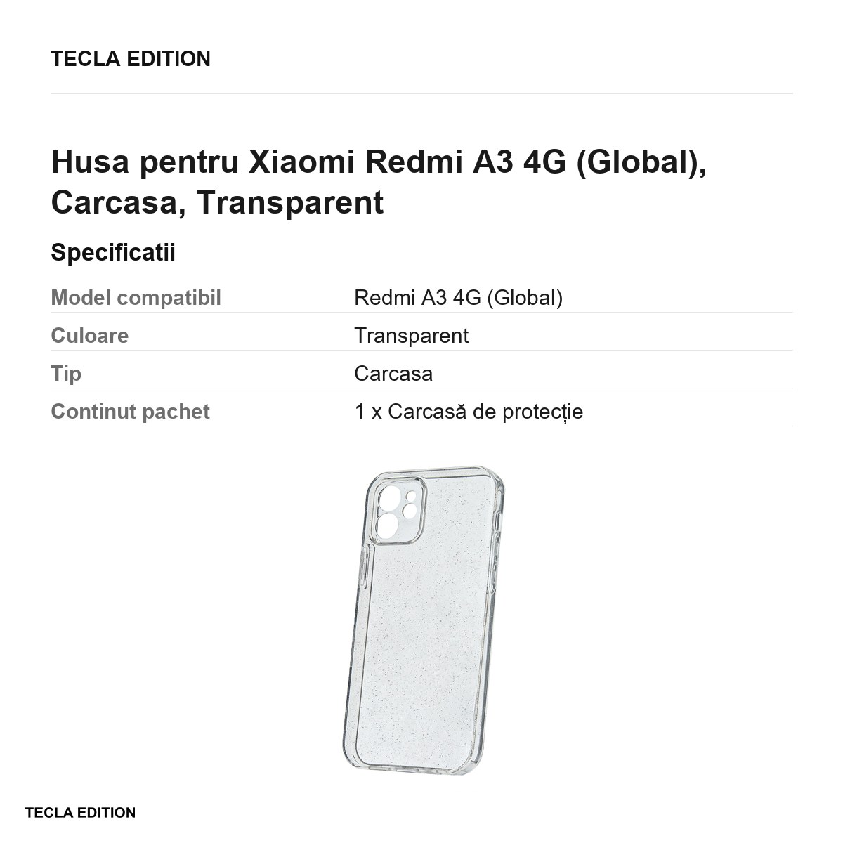 Husa Shine pentru Xiaomi Redmi A3 4G (Global), Carcasa, Transparent [2]