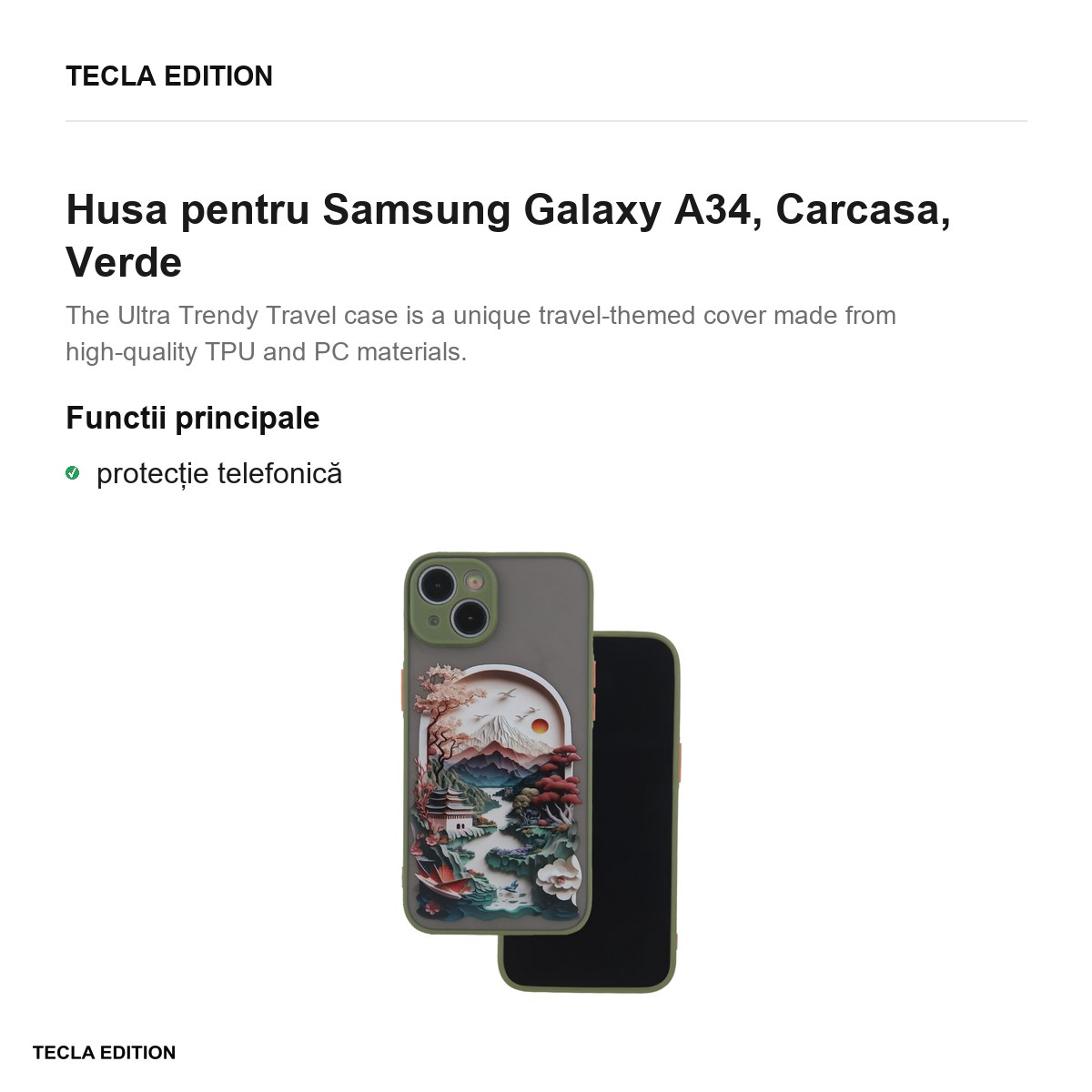 Husa Ultra Trendy Travel pentru Samsung Galaxy A34, Carcasa, Verde [1]