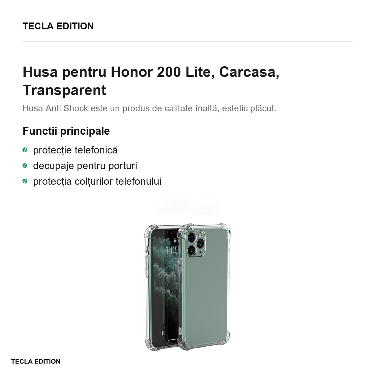 Husa Anti Shock 1,5 mm pentru Honor 200 Lite, Carcasa, Transparent [1]