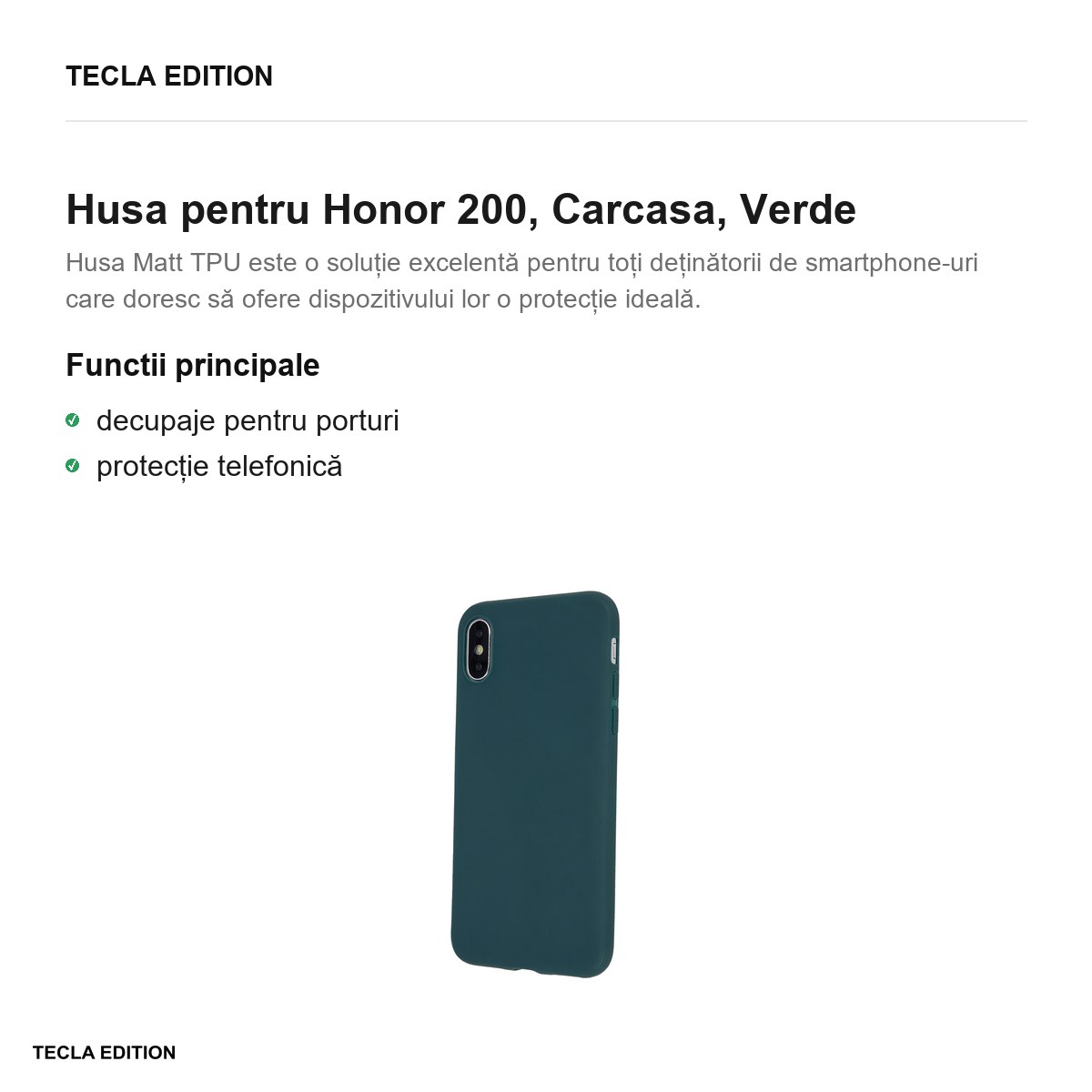 Husa Matt TPU forest pentru Honor 200, Carcasa, Verde [1]
