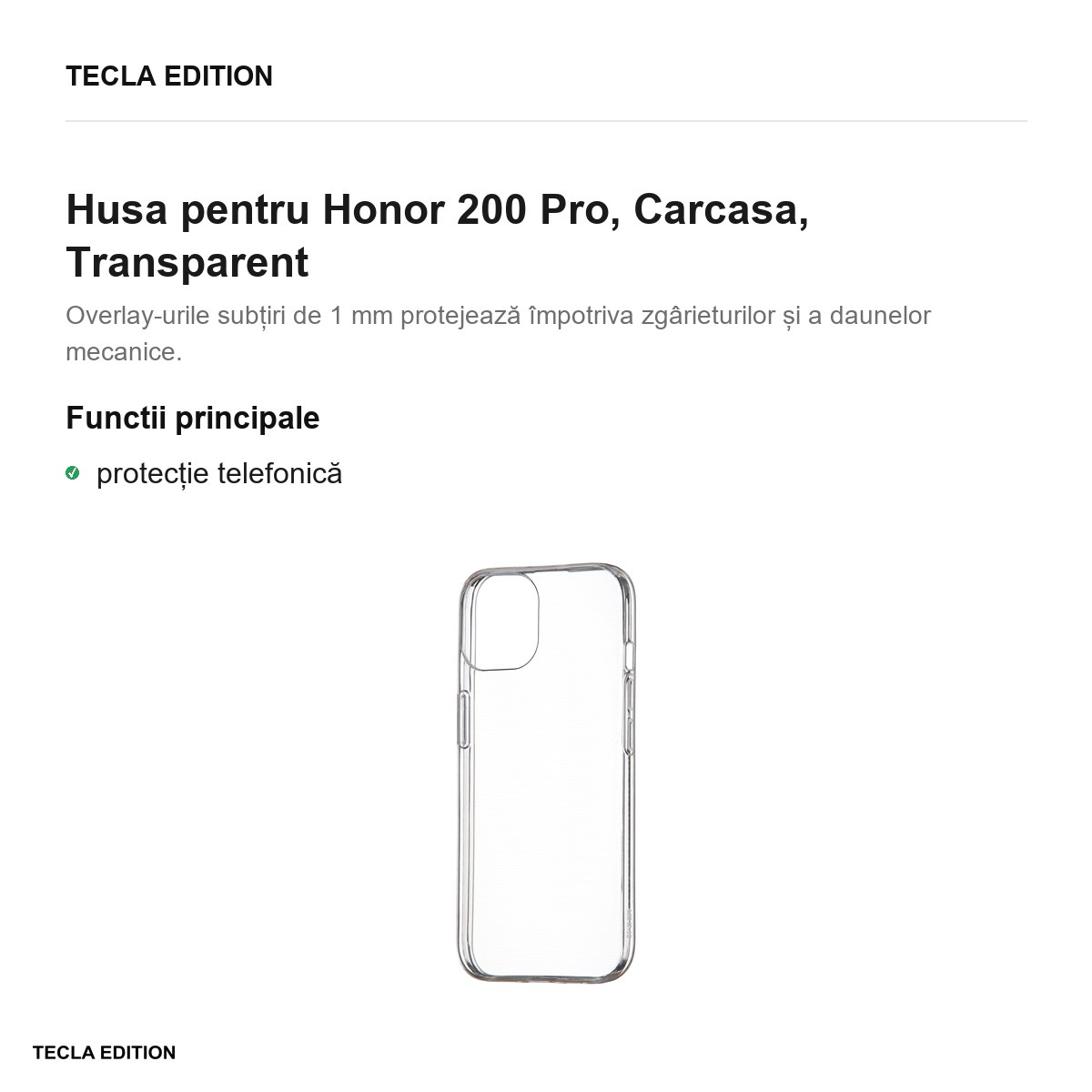 Husa Slim 1 mm pentru Honor 200 Pro, Carcasa, Transparent [1]