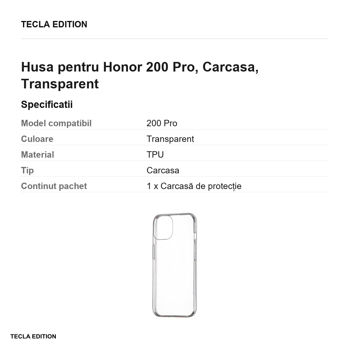 Husa Slim 1 mm pentru Honor 200 Pro, Carcasa, Transparent [2]