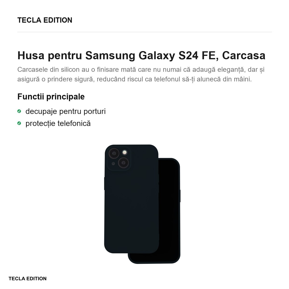 Husa Silicon pentru Samsung Galaxy S24 FE, Carcasa, Negru [1]