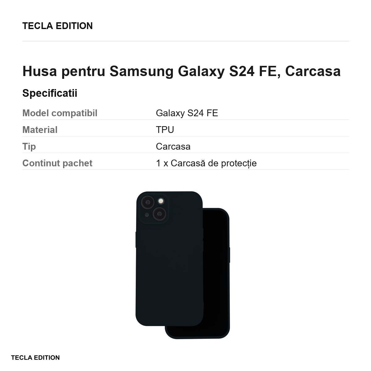 Husa Silicon pentru Samsung Galaxy S24 FE, Carcasa, Negru [2]