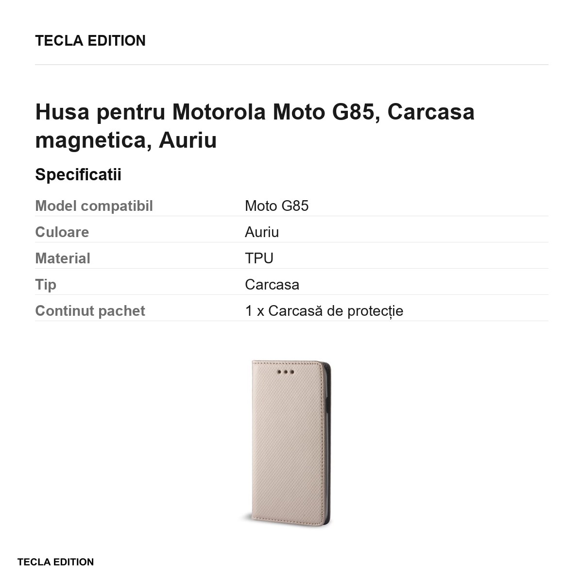 Husa Smart Magnet pentru Motorola Moto G85, tip carte cu inchidere magnetica, Auriu [2]