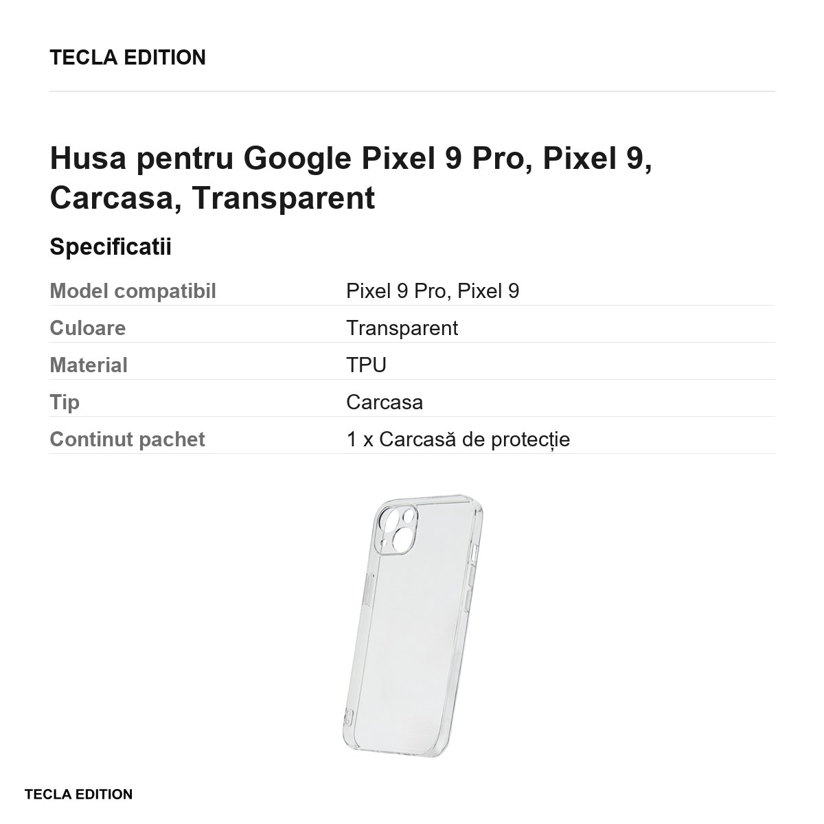 Husa Slim 2 mm pentru Google Pixel 9 Pro, Pixel 9, Carcasa, Transparent [2]