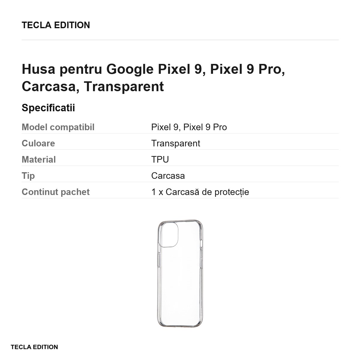 Husa Slim 1 mm pentru Google Pixel 9, Pixel 9 Pro, Carcasa, Transparent [2]