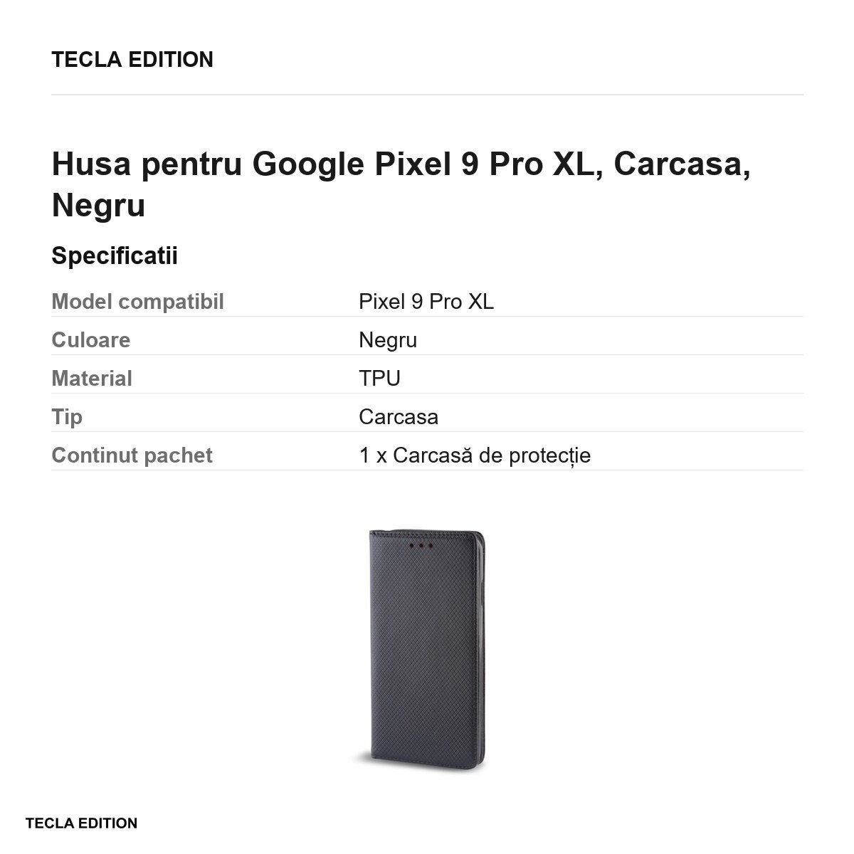 Husa Smart Magnet XL pentru Google Pixel 9 Pro XL, tip carte, Negru [2]