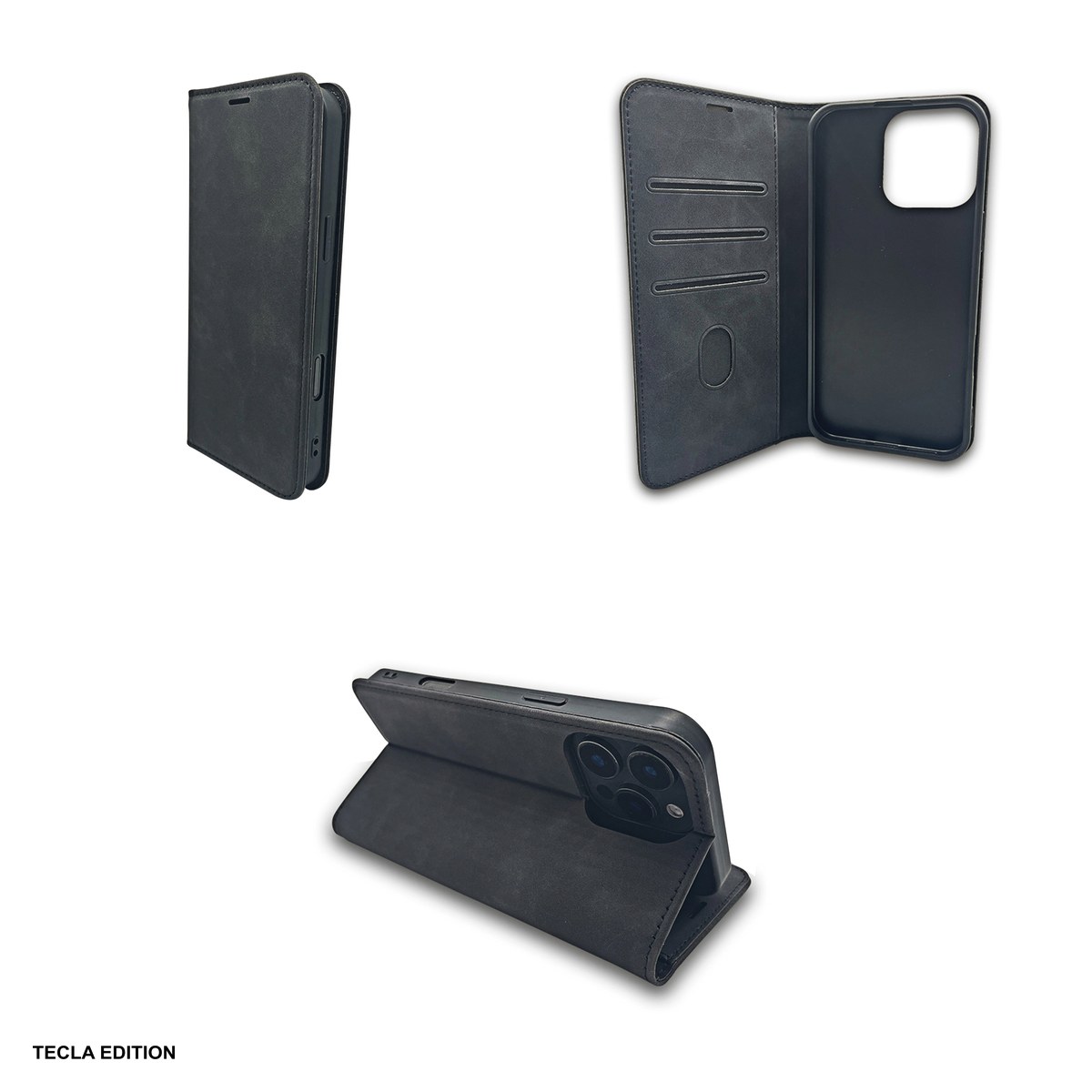 Husa Smart Suede pentru Samsung Galaxy A14 4G, Galaxy A14 5G, tip carte cu inchidere magnetica, Negru [3]