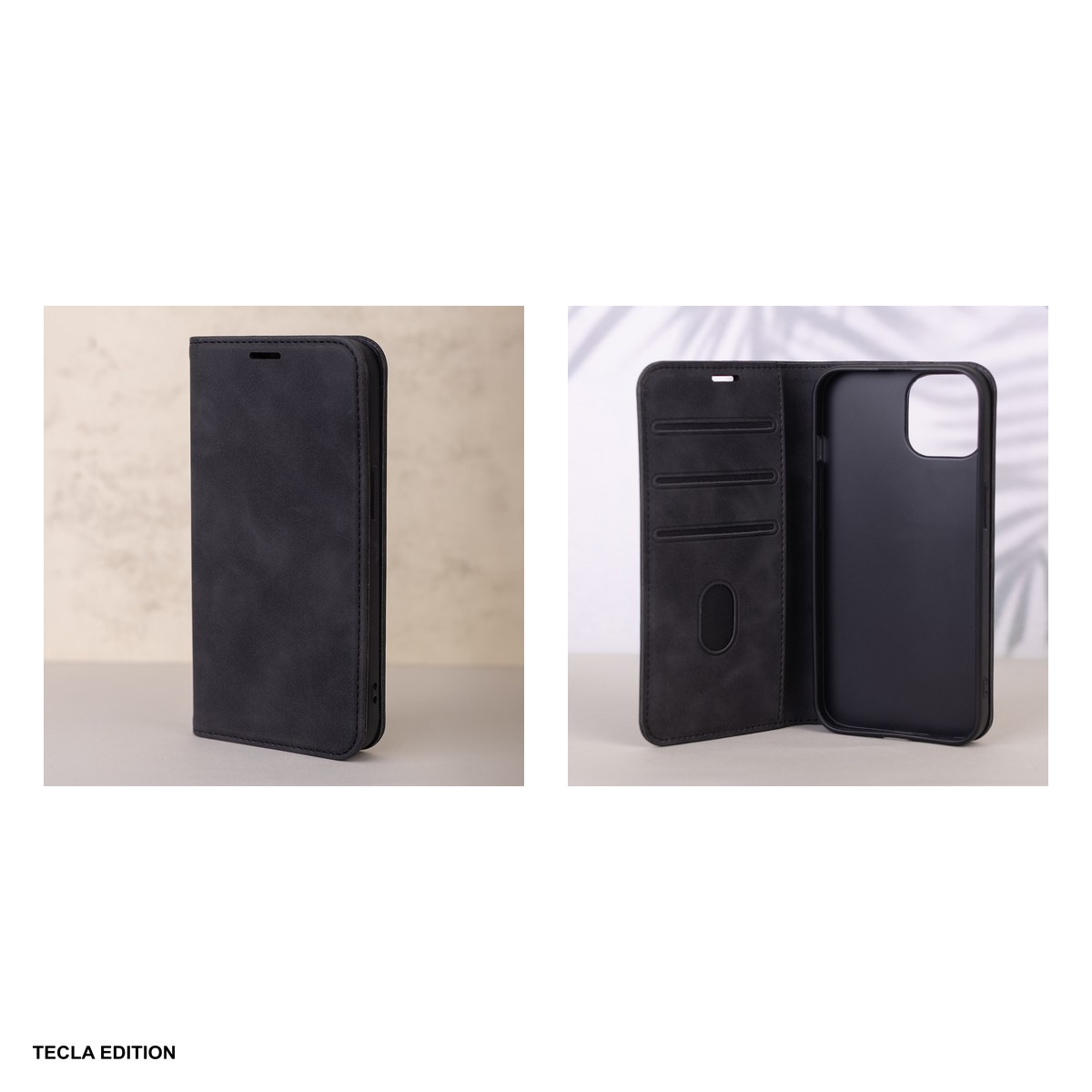 Husa Smart Suede pentru Samsung Galaxy A14 4G, Galaxy A14 5G, tip carte cu inchidere magnetica, Negru [4]
