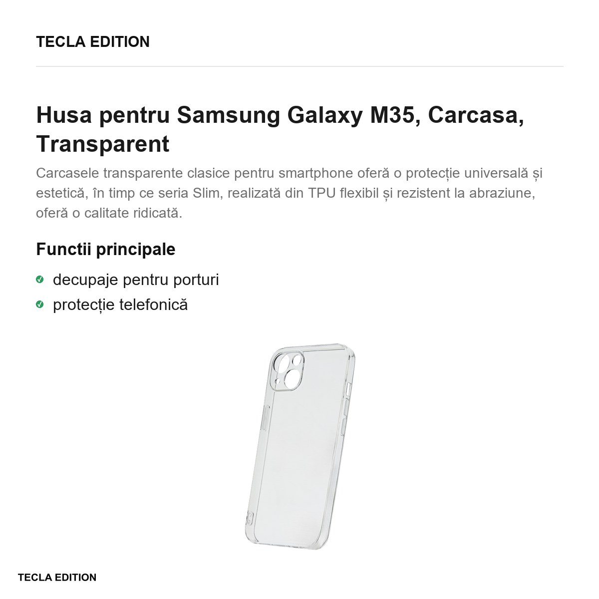 Husa Slim 2 mm pentru Samsung Galaxy M35, Carcasa, Transparent [1]
