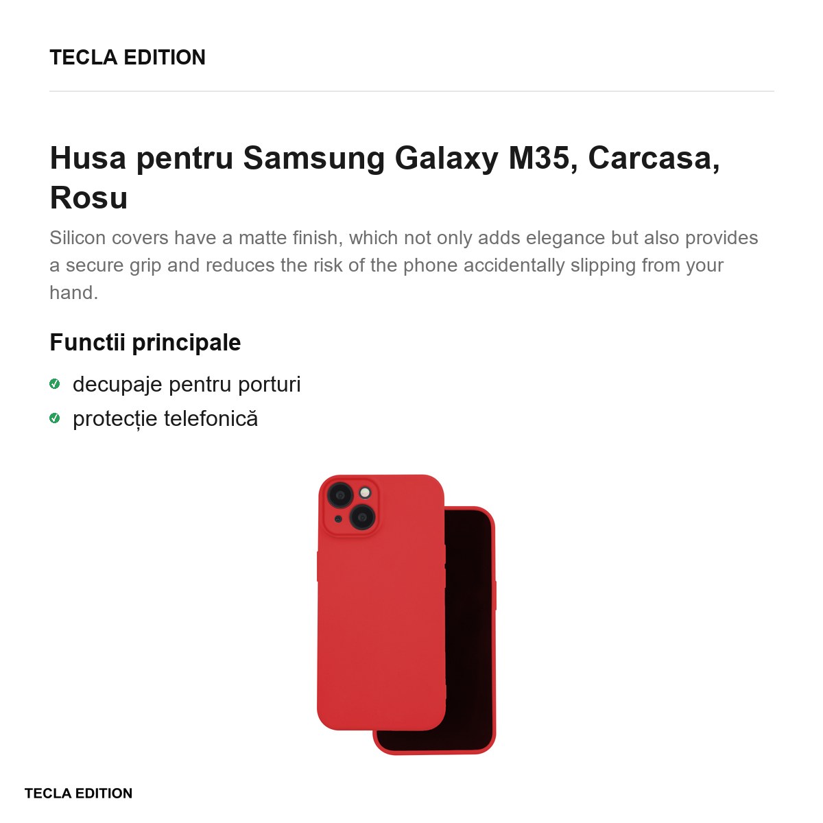 Husa Silicon pentru Samsung Galaxy M35, Carcasa, Rosu [1]