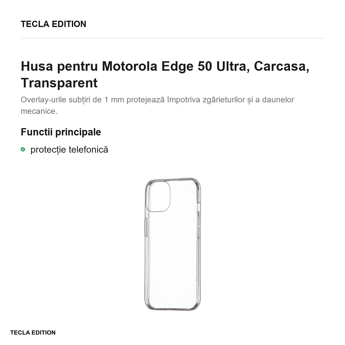 Husa Slim 1 mm pentru Motorola Edge 50 Ultra, Carcasa, Transparent [1]