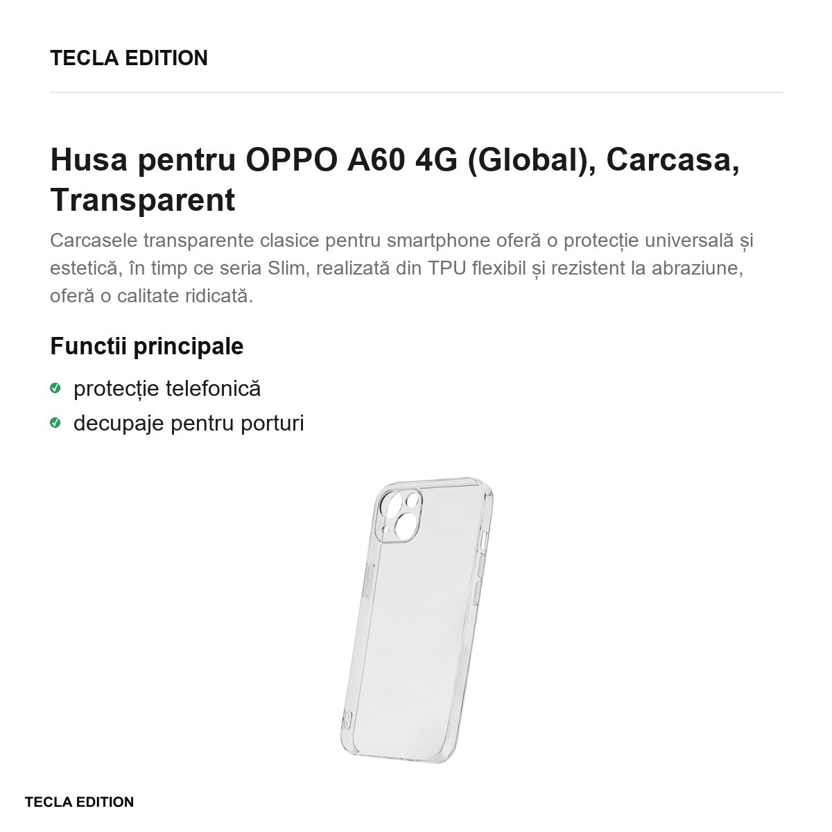 Husa Slim 2 mm pentru OPPO A60 4G (Global), Carcasa, Transparent [1]