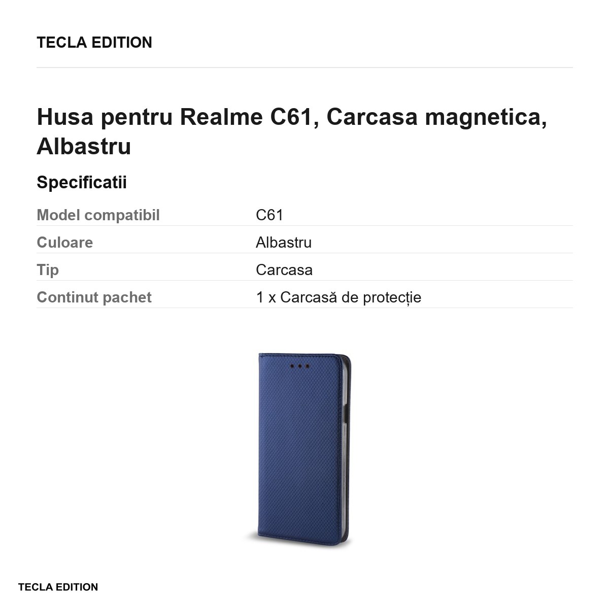 Husa Smart Magnet pentru Realme C61, tip carte cu inchidere magnetica, Albastru [2]