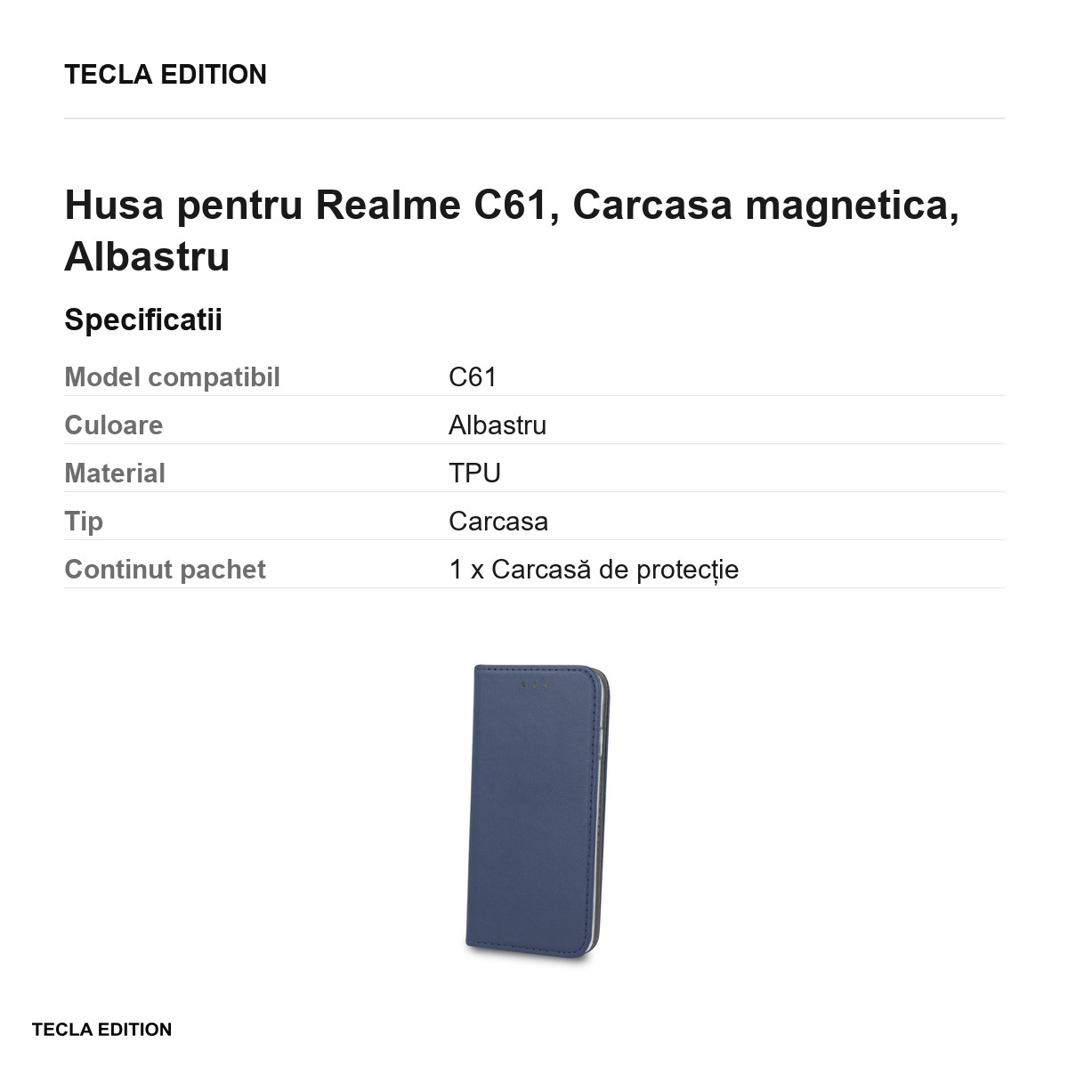 Husa Smart Magnetic pentru Realme C61, tip carte cu inchidere magnetica, Albastru [2]