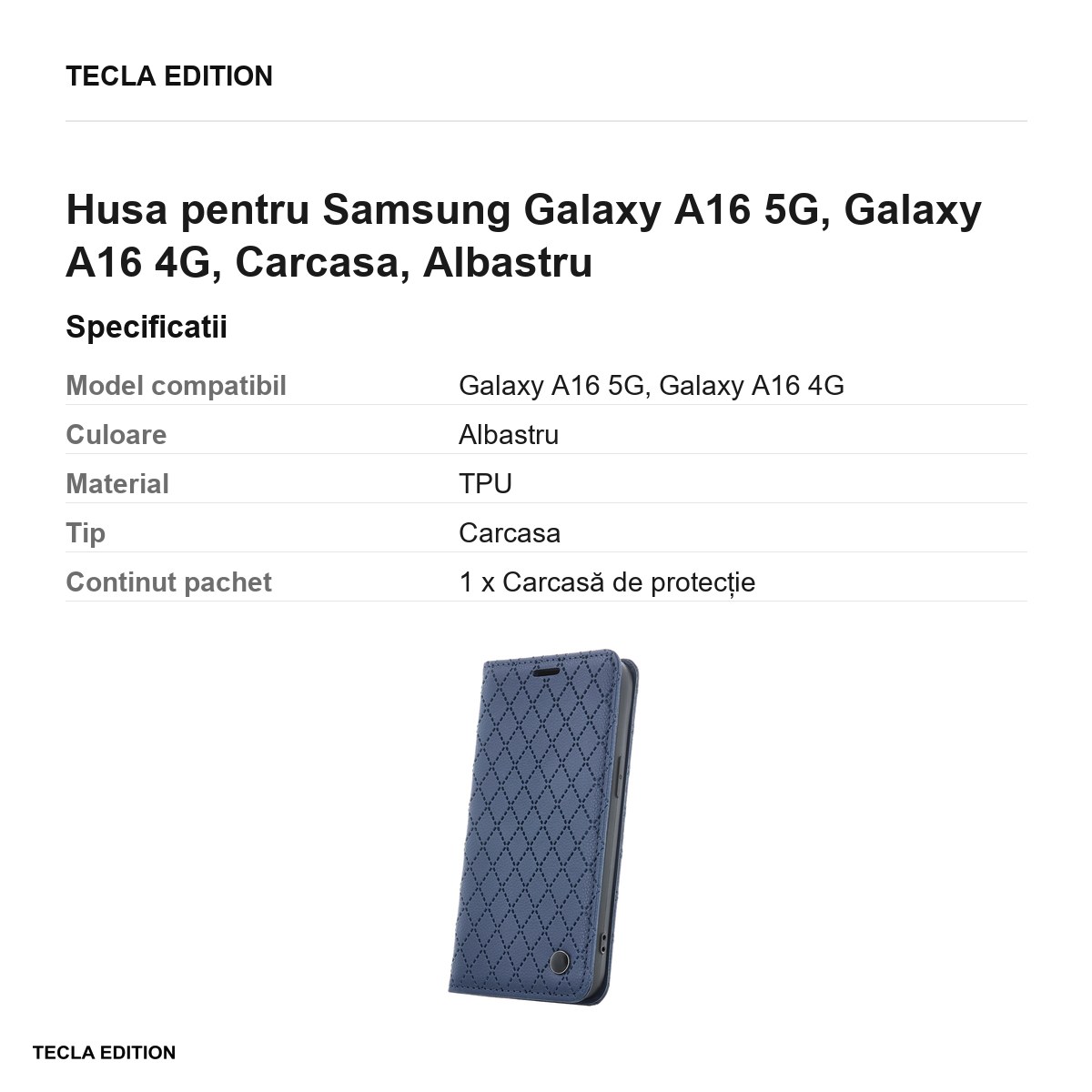 Husa Smart Caro pentru Samsung Galaxy A16 5G, Galaxy A16 4G, tip carte, Albastru [2]