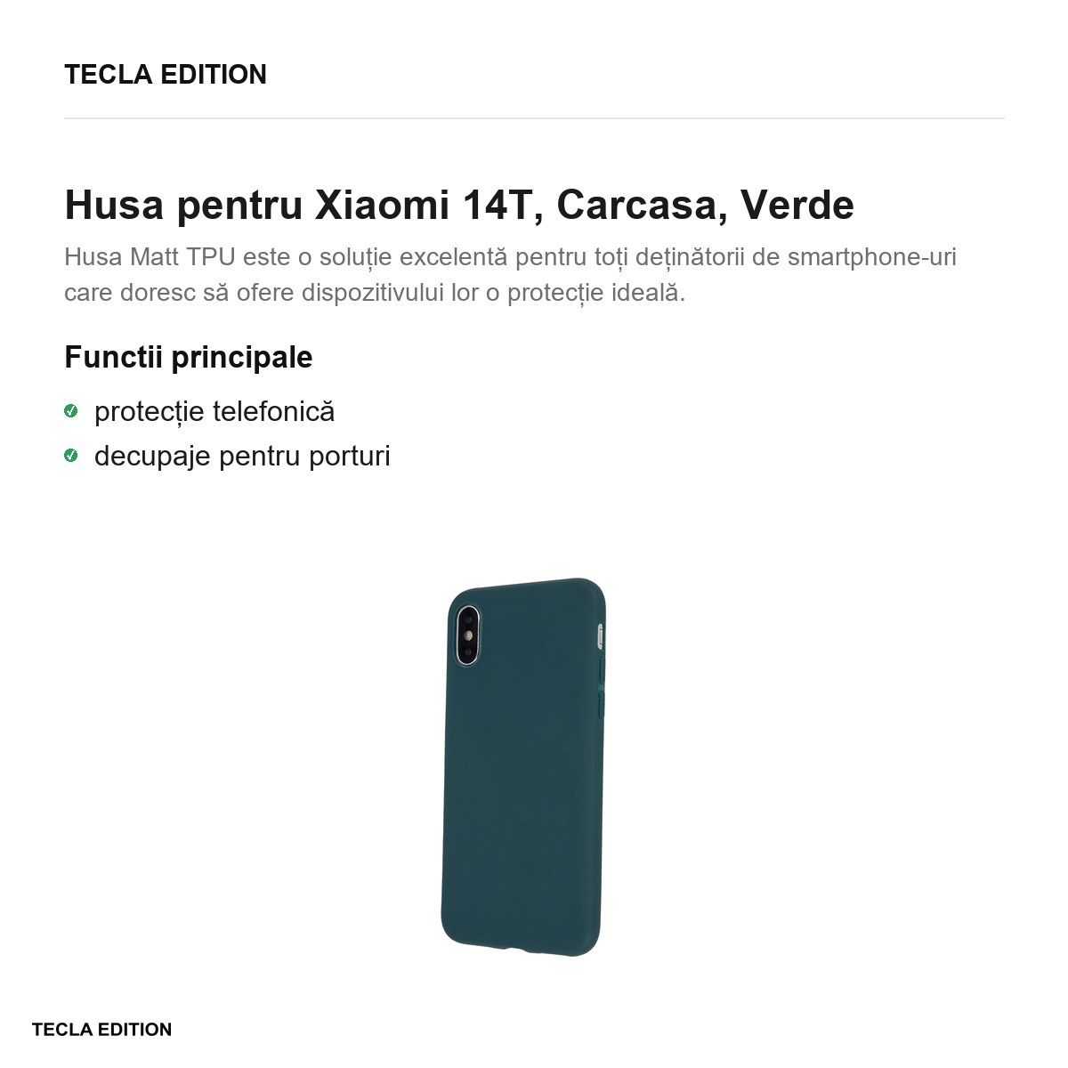 Husa Matt TPU forest pentru Xiaomi 14T, Carcasa, Verde [1]