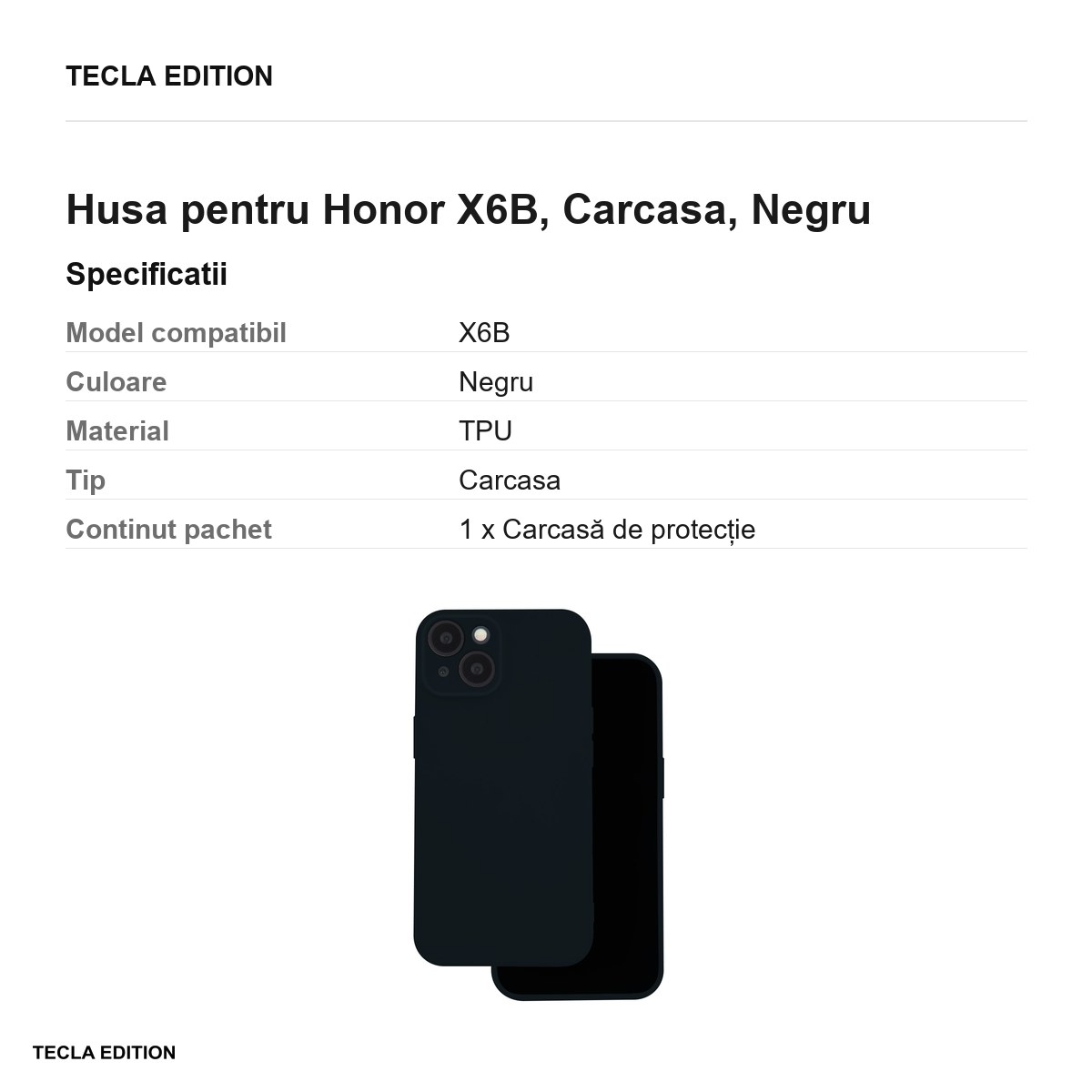 Husa Silicon pentru Honor X6B, Carcasa, Negru [2]