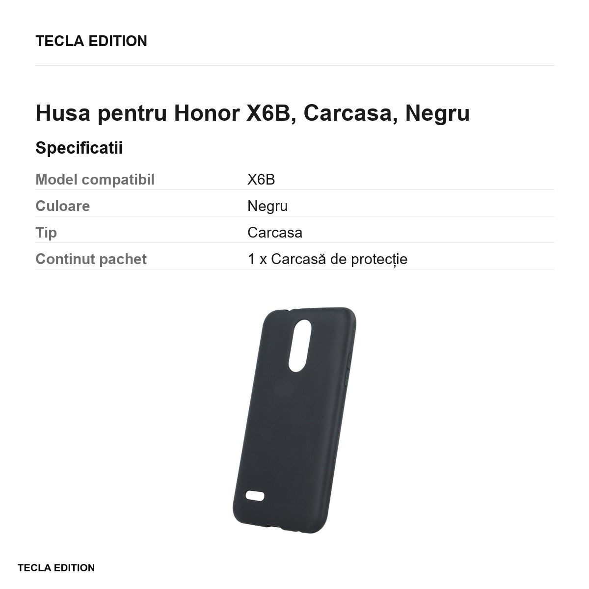 Husa Matt TPU pentru Honor X6B, Carcasa, Negru [2]