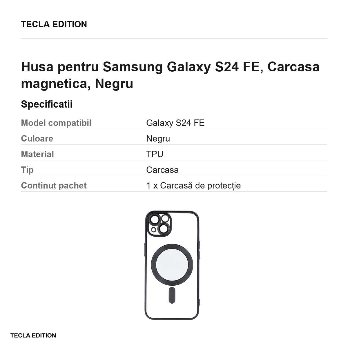 Husa Color Chrome Mag pentru Samsung Galaxy S24 FE, Carcasa magnetica, Negru [2]