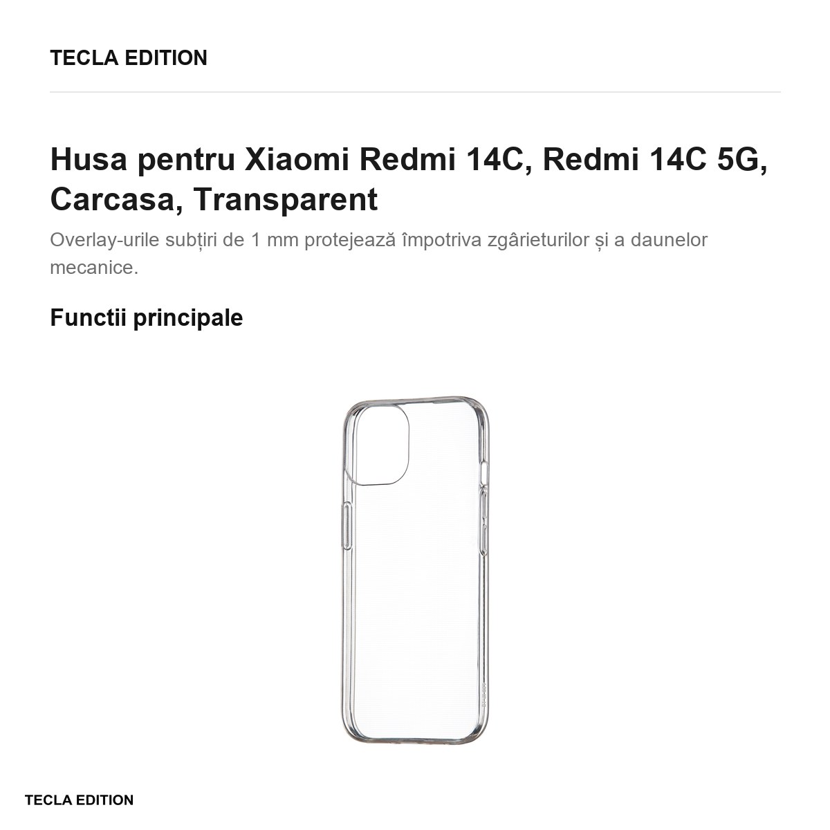 Husa Slim 1 mm pentru Xiaomi Redmi 14C, Redmi 14C 5G, Carcasa, Transparent [1]