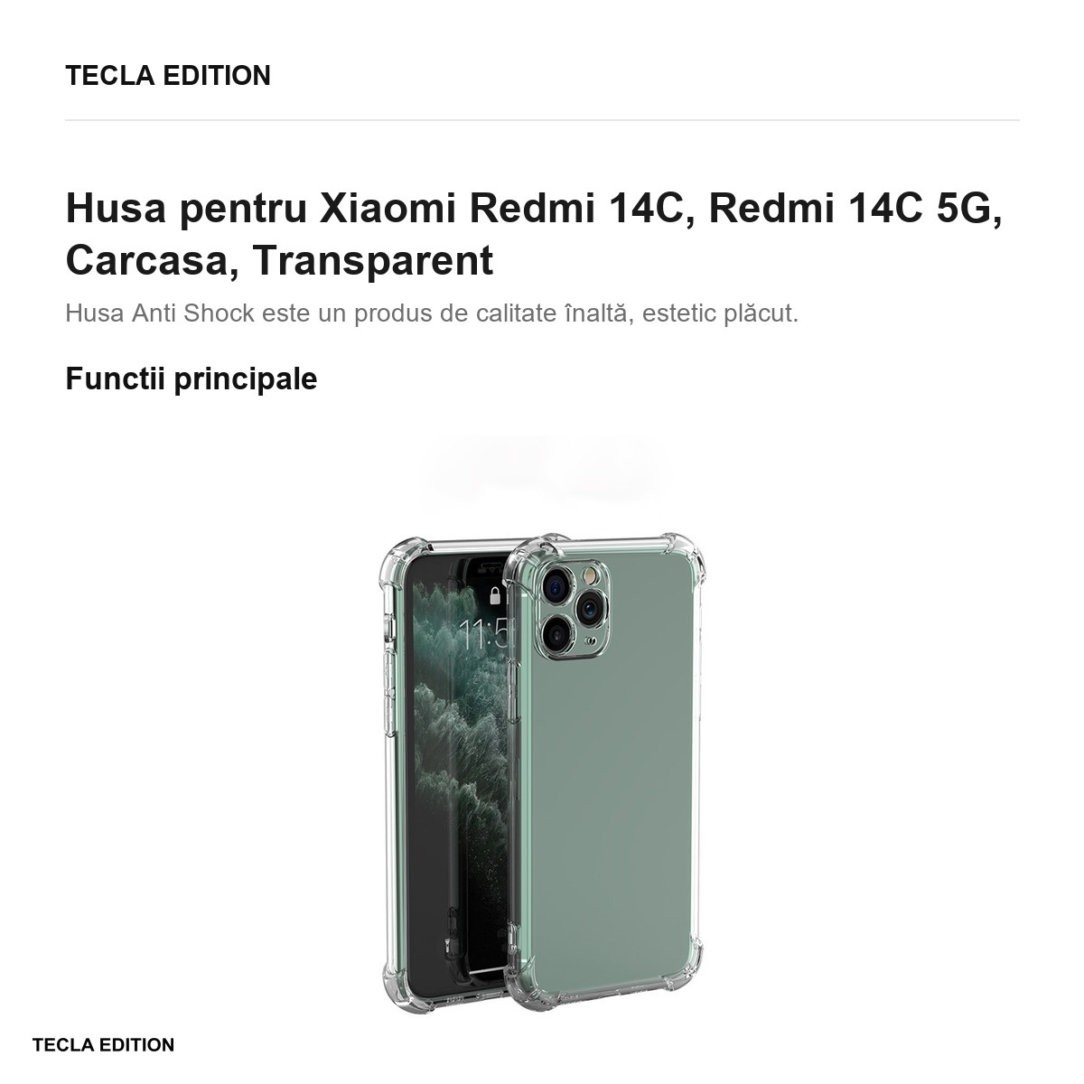 Husa Anti Shock 1,5 mm pentru Xiaomi Redmi 14C, Redmi 14C 5G, Carcasa, Transparent [1]
