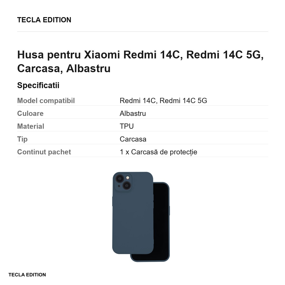 Husa Silicon pentru Xiaomi Redmi 14C, Redmi 14C 5G, Carcasa, Albastru [2]