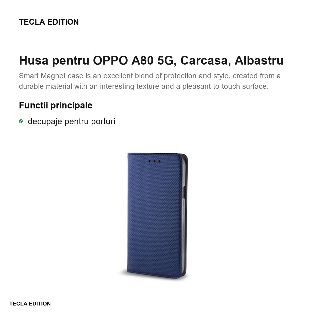 Husa Smart Magnet pentru OPPO A80 5G, tip carte, Albastru [1]