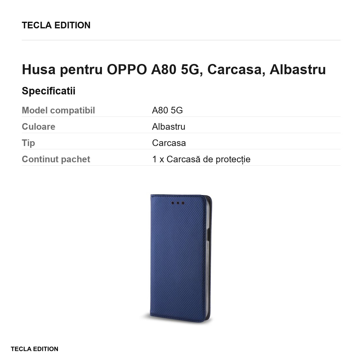 Husa Smart Magnet pentru OPPO A80 5G, tip carte, Albastru [2]
