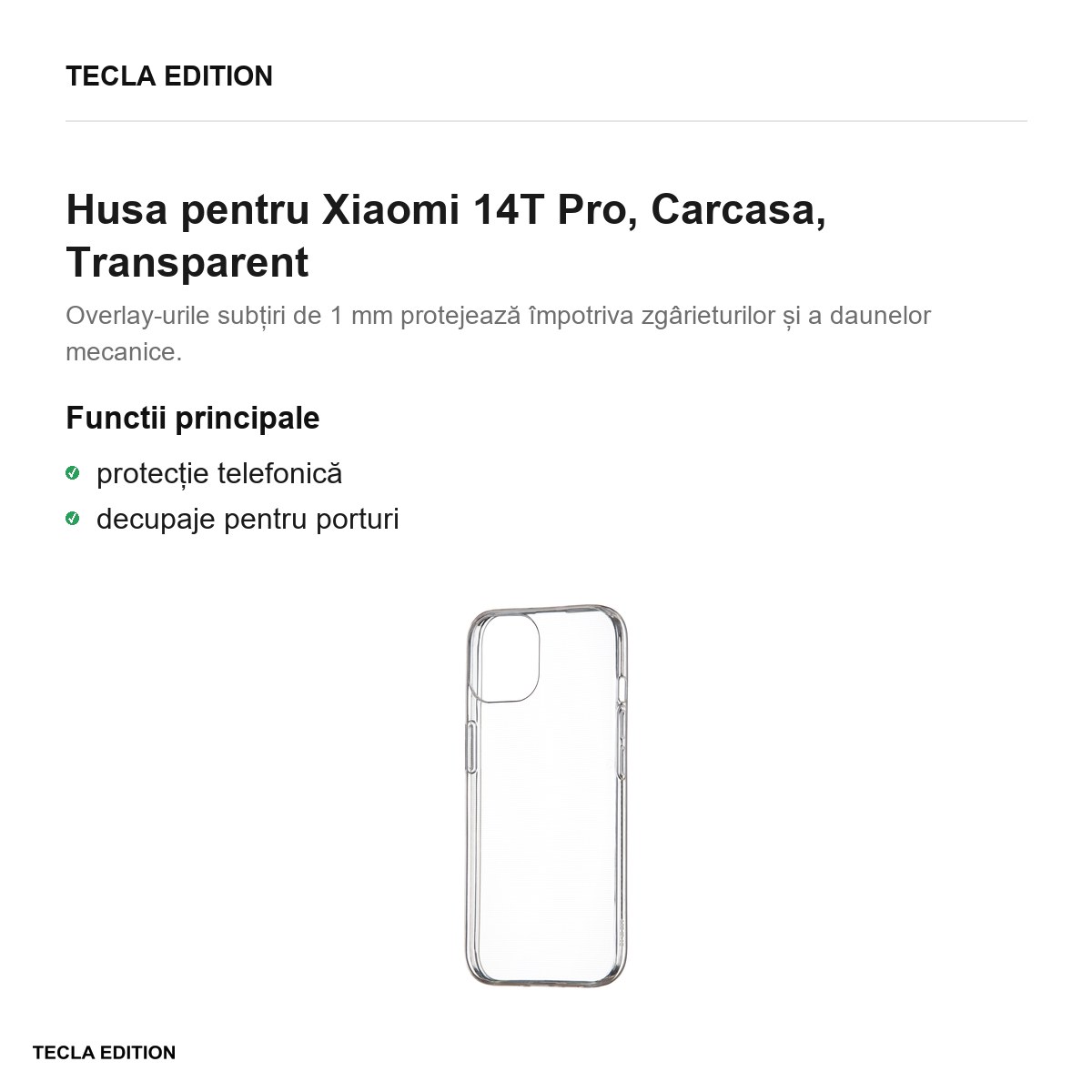 Husa Slim 1 mm pentru Xiaomi 14T Pro, Carcasa, Transparent [1]