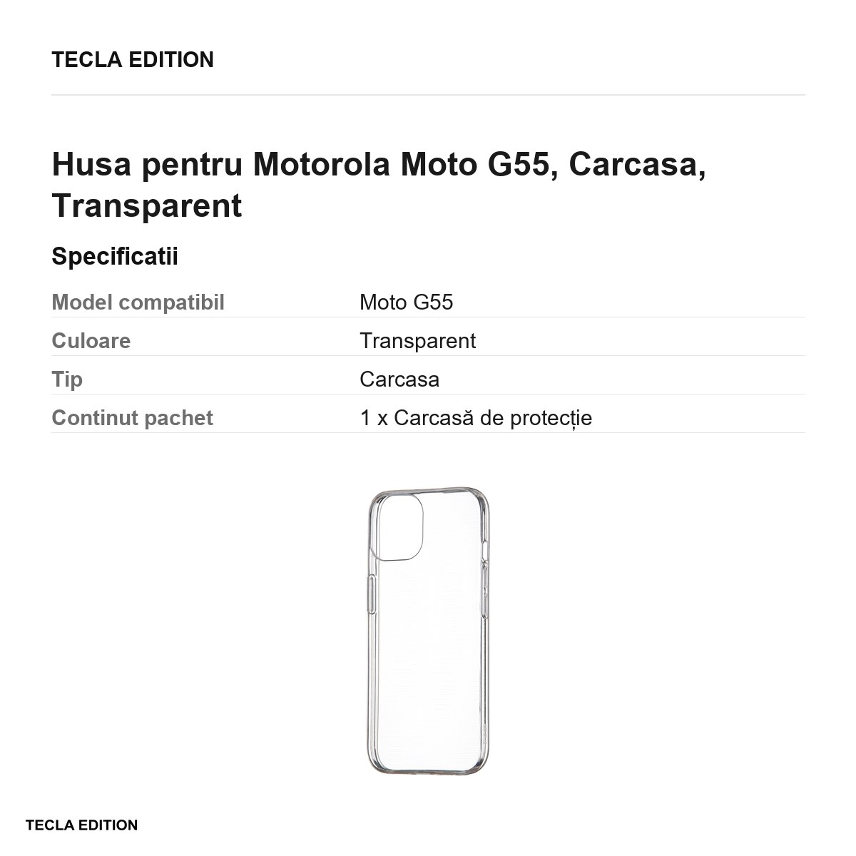 Husa Slim 1 mm pentru Motorola Moto G55, Carcasa, Transparent [2]