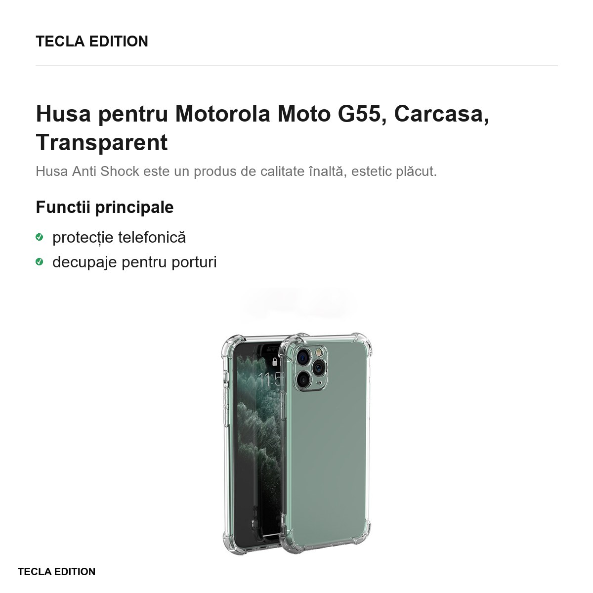 Husa Anti Shock 1,5 mm pentru Motorola Moto G55, Carcasa, Transparent [1]
