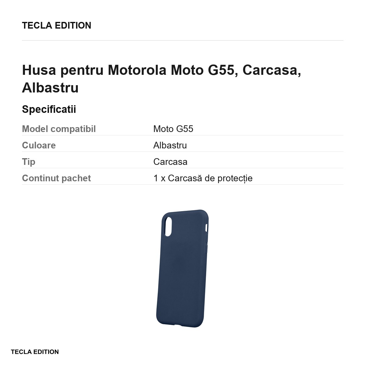 Husa Matt TPU pentru Motorola Moto G55, Carcasa, Albastru [2]