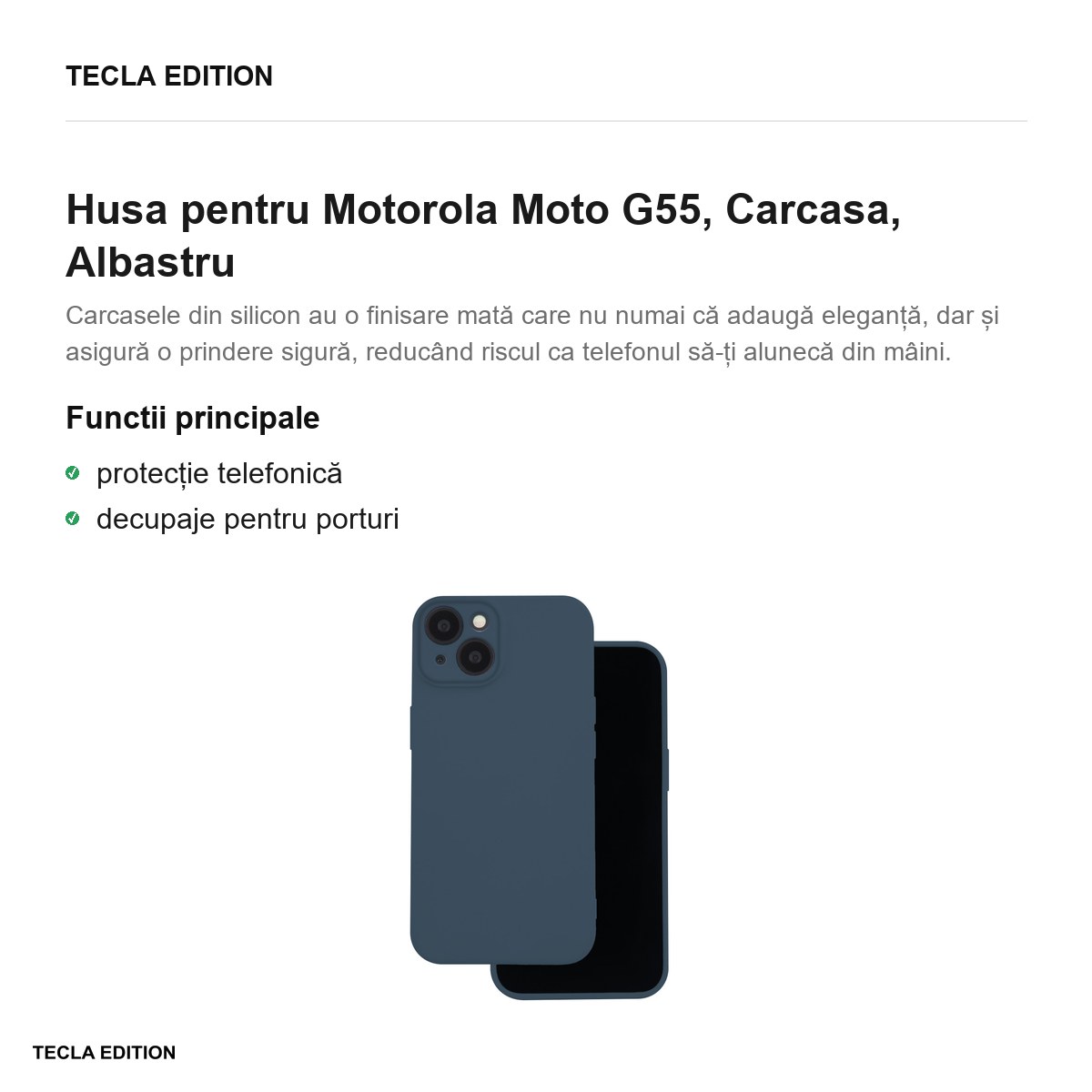 Husa Silicon pentru Motorola Moto G55, Carcasa, Albastru [1]