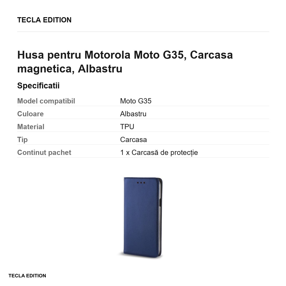 Husa Smart Magnet pentru Motorola Moto G35, tip carte cu inchidere magnetica, Albastru [2]