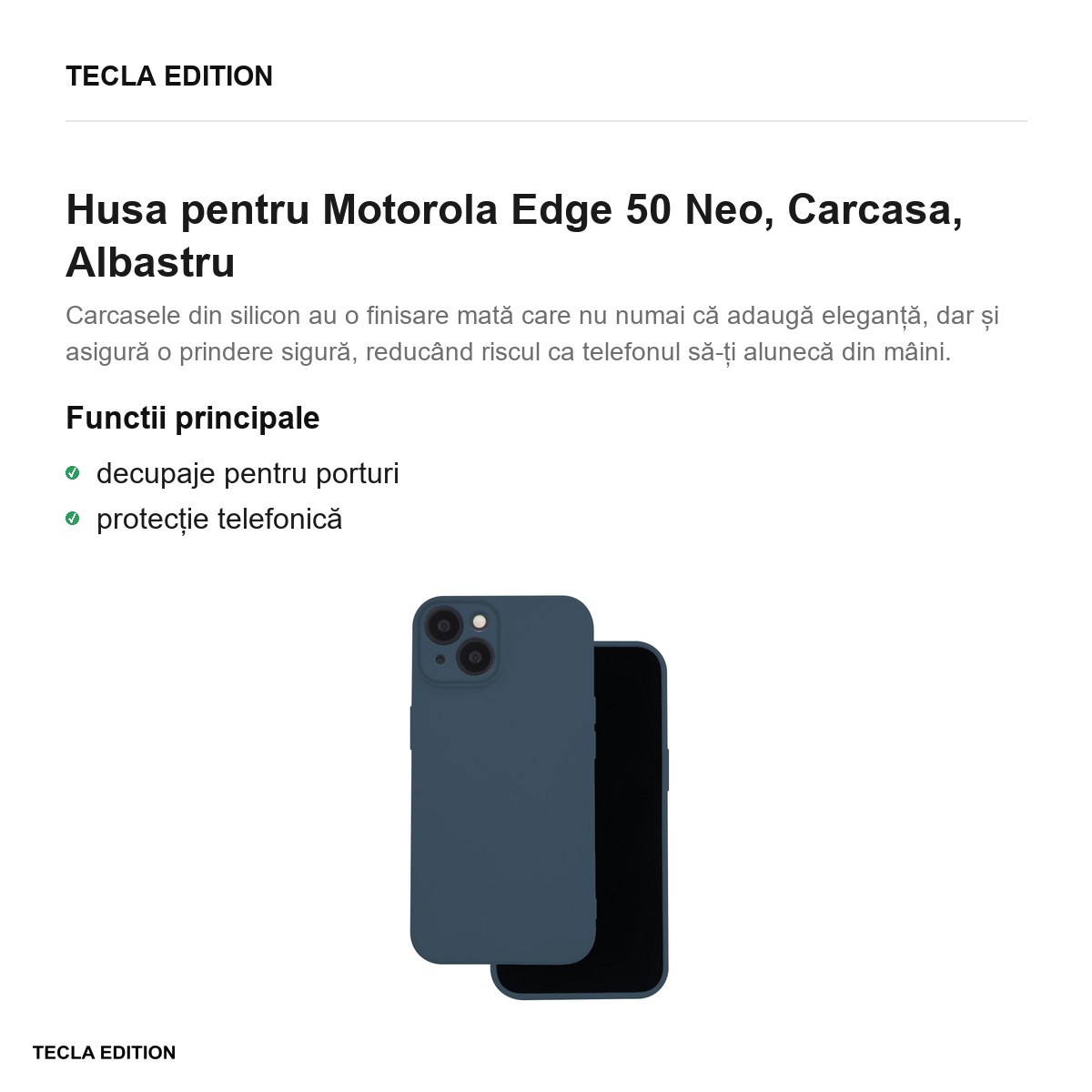 Husa Silicon ThinkPhone 25 pentru Motorola Edge 50 Neo, Carcasa, Albastru [1]