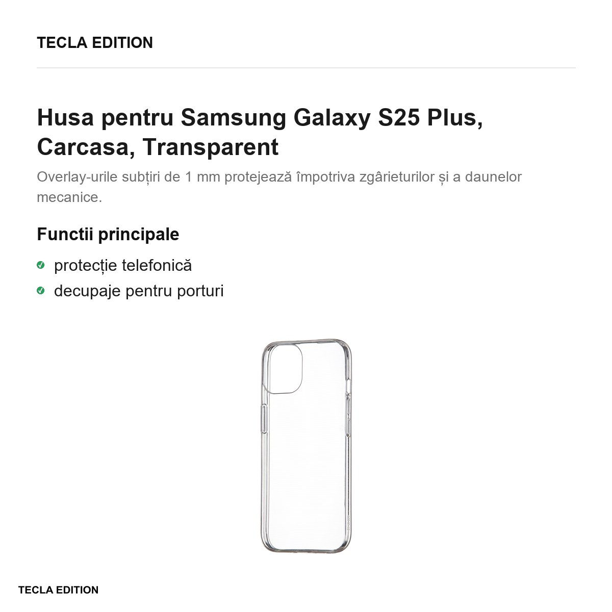 Husa Slim 1 mm pentru Samsung Galaxy S25 Plus, Carcasa, Transparent [1]