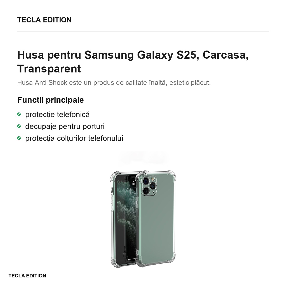 Husa Anti Shock 1 5 mm pentru Samsung Galaxy S25, Carcasa, Transparent [1]