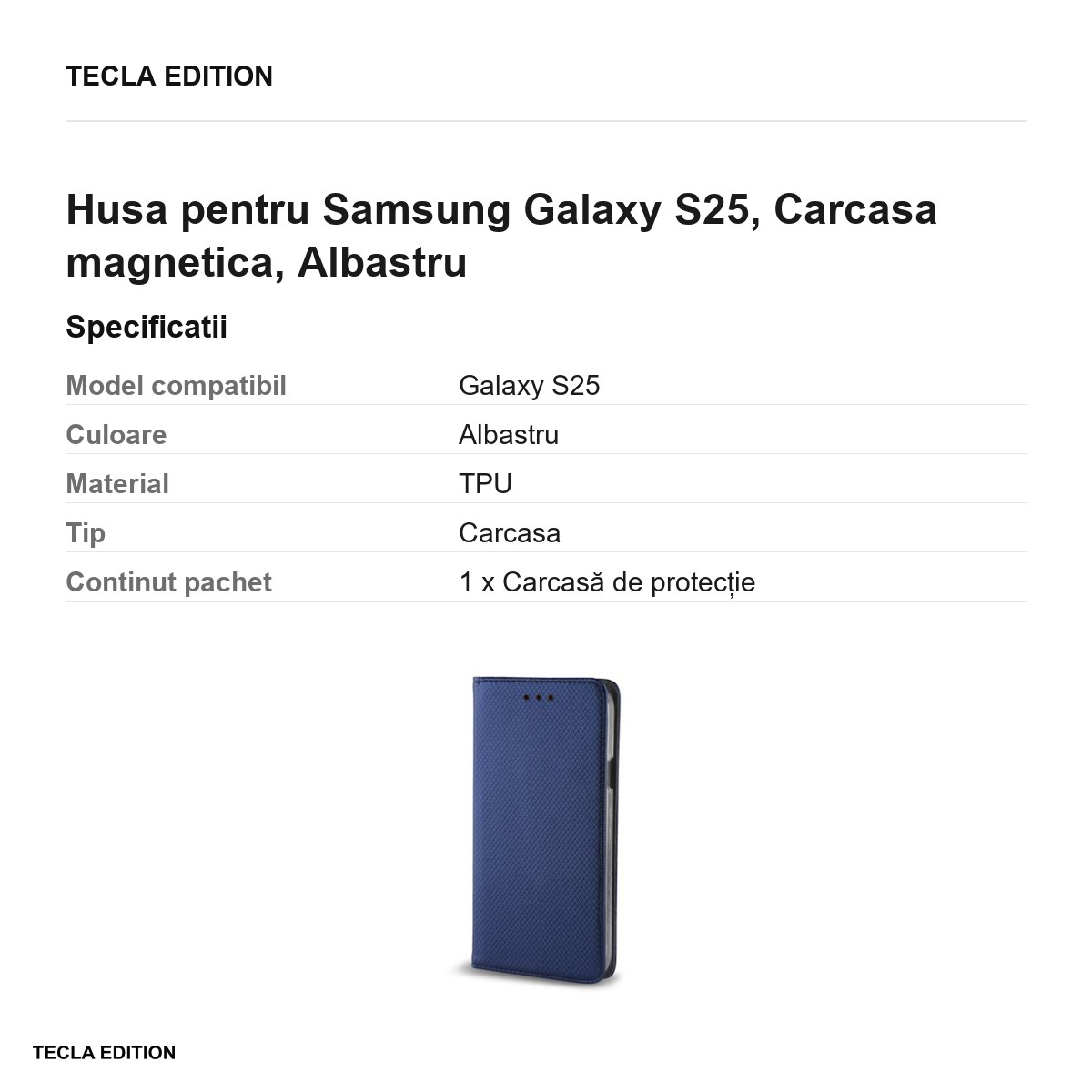 Husa Smart Magnet pentru Samsung Galaxy S25, tip carte cu inchidere magnetica, Albastru [2]