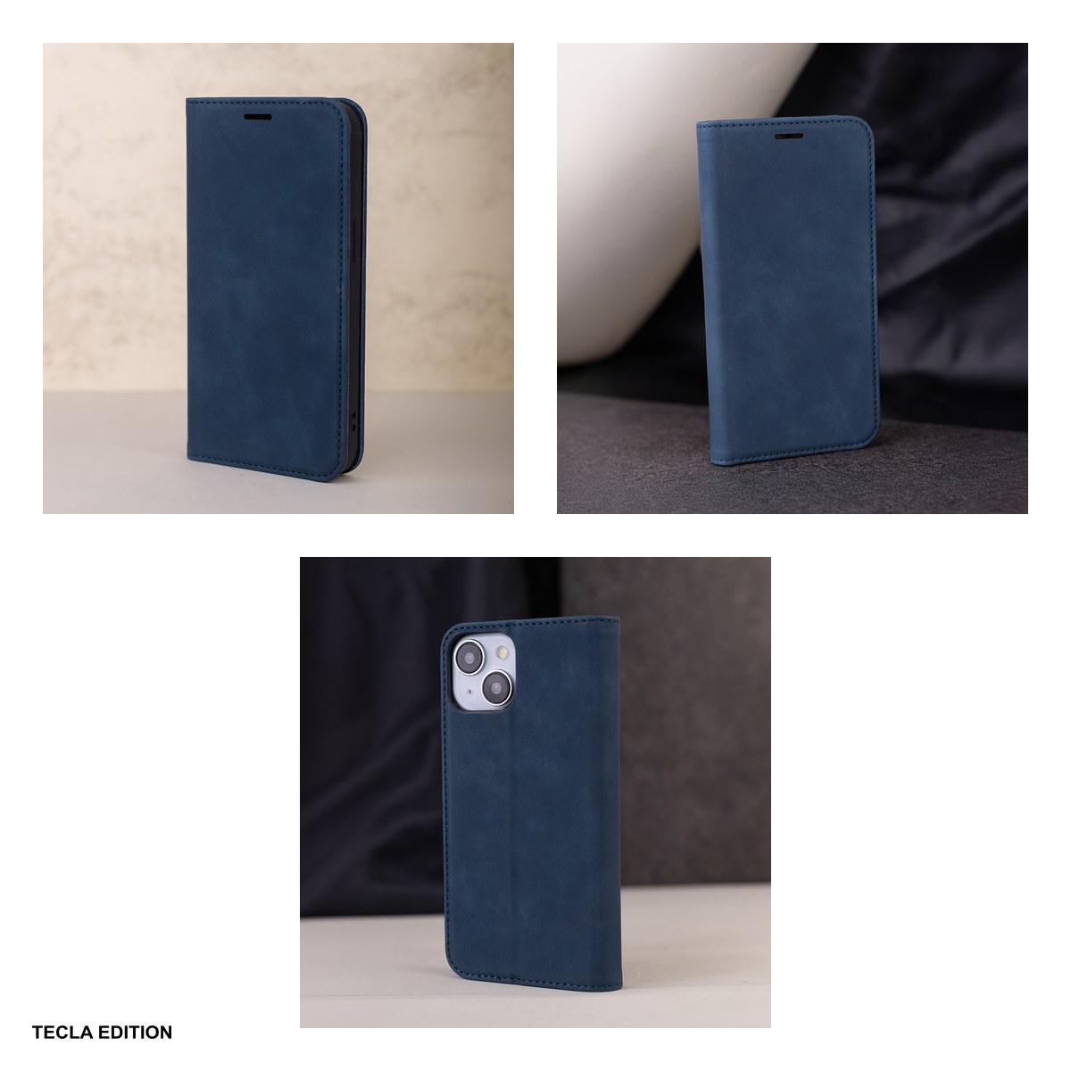 Husa Smart Suede pentru Samsung Galaxy A16 5G, Galaxy A16 4G, tip carte cu inchidere magnetica, Albastru [5]